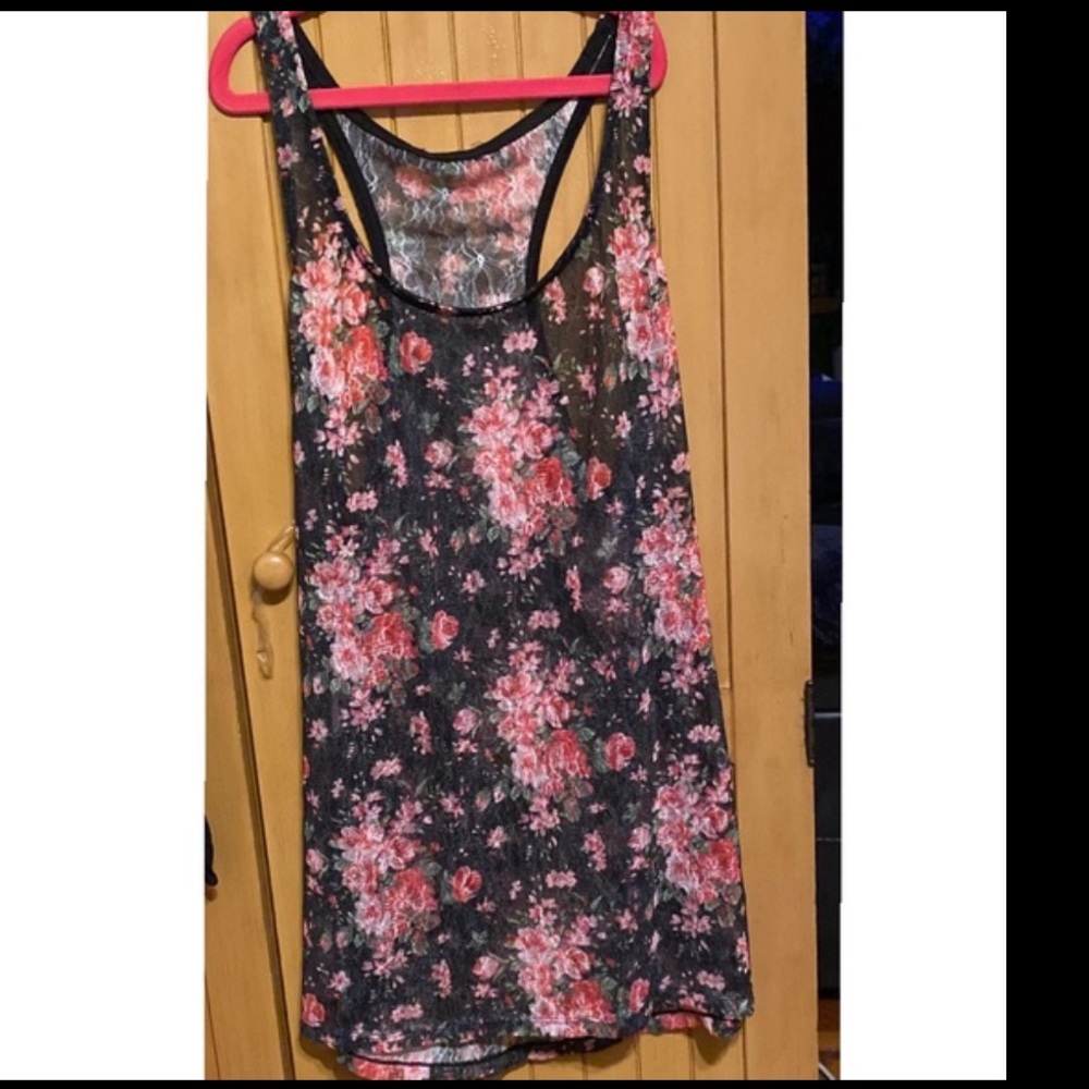 FLORAL LACE RACER BACK TOP - Picture 8 of 9